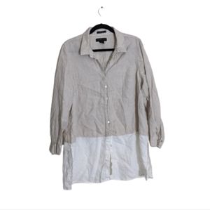🌟 Tahari 100% Linen Laghenlook Long Sleeve Button Down Blouse Size 1X
